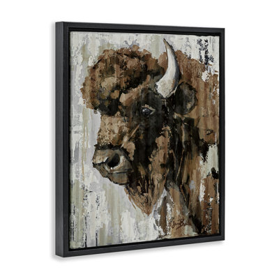 Abstract Bison Visage Floating Frame, design by Sara Baker