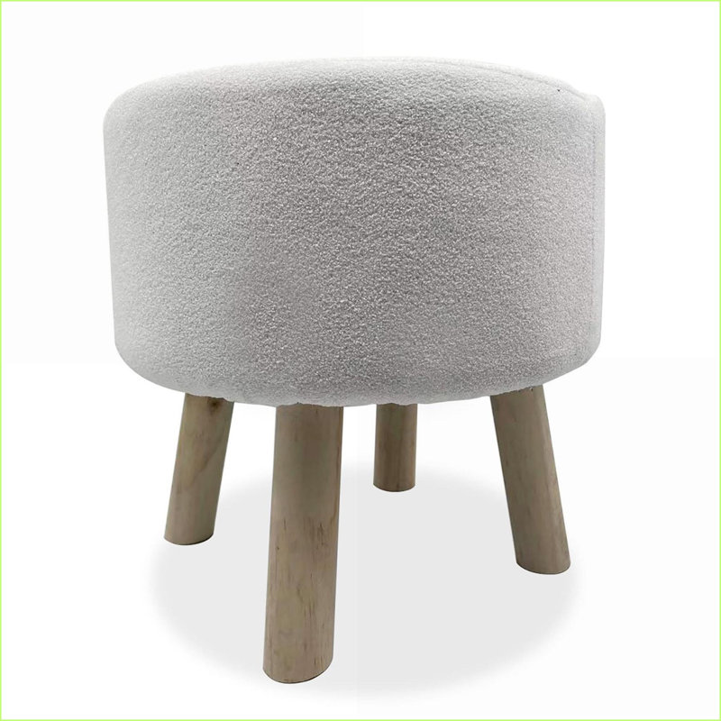 Ensemble de 2 repose-pieds, revêtement contemporain ivoire / naturel & amp; Pieds inclinés en bois | Bois | Brun clair