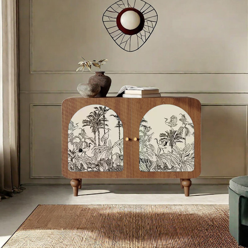 Modern multi-purpose solid wood accent cabinet, Light Walnut