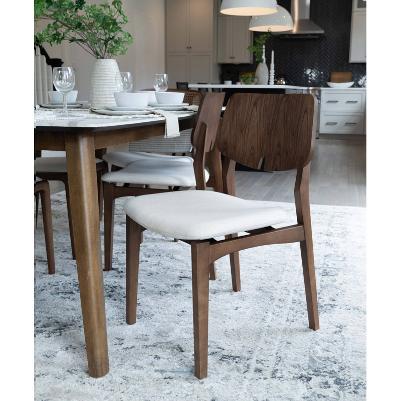 Modern Brazilian Beth Side Chair, Medley Ivory / Nogal