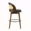 Tabouret de bar d'intérieur en bois Como, finition noyer foncé avec revêtement noir, ensemble de 2