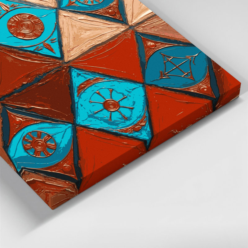 «Southwestern Patterns Zuni Diamonds 240», art mural sur toile brune, H 11 po x l 14 po