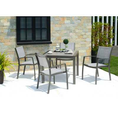 5Pc Outdoor Patio Aluminum Square Dining Set