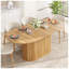 Table de salle à manger extensible ovale avec piédestal rayé - Table de cuisine moderne en bois naturel pour 4 à 6 personnes