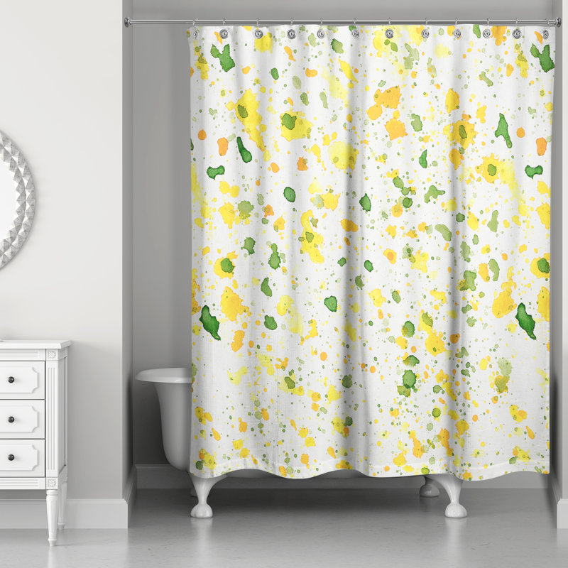 Rideau de douche à pois Romal, Jaune