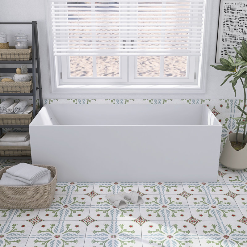 66.9" Solid Surface Soaking Tub - Freestanding Bathtub