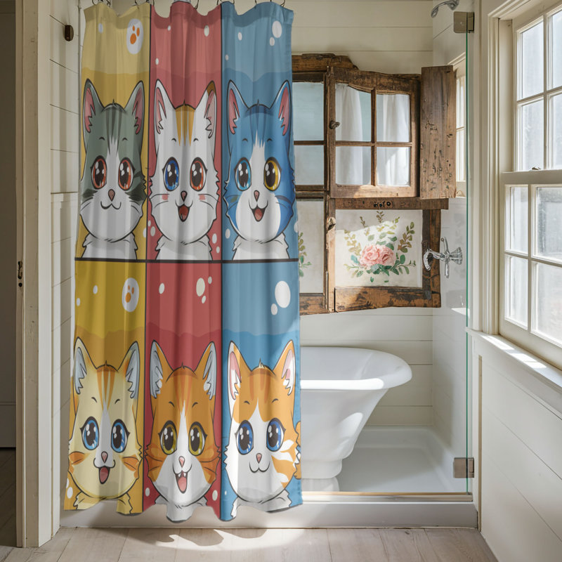 Playful Cats - Rideau de douche Premium, H 74 po x l 71 po