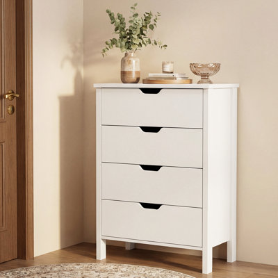 4-Drawer Dresser Nightstand w/Handles Anti-Tipping Kits&Deep Drawers for Bedroom