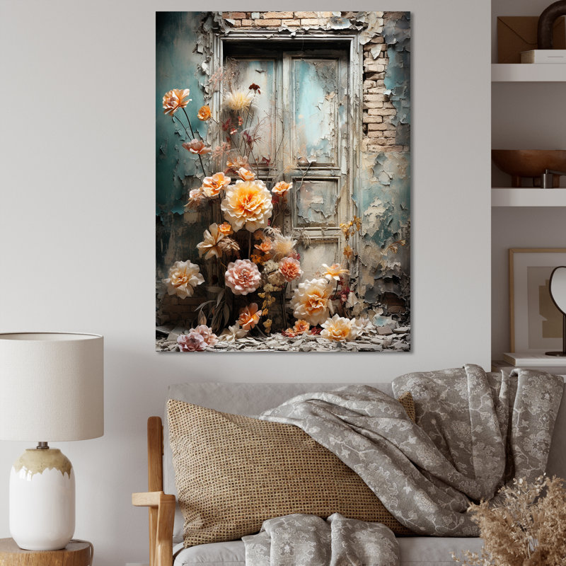 Hauting Floral Gothic Windows II - Floral Wall Art mural, H 44 po x l 34 po x P 1,5 po, Toile tendue