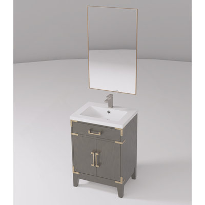 Single Bath Vanity 18 In. D, Acrylic Countertop, 18 In. Mirror And Faucet Set