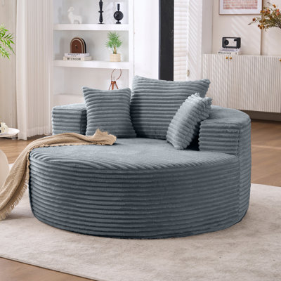 Fauteuil d'appoint Compression Sofa, canapé simple rond de 55 po, fauteuil moderne moelleux pour le salon, la chambre à coucher, le salon et la salle de projection, sans assemblage requis, gris