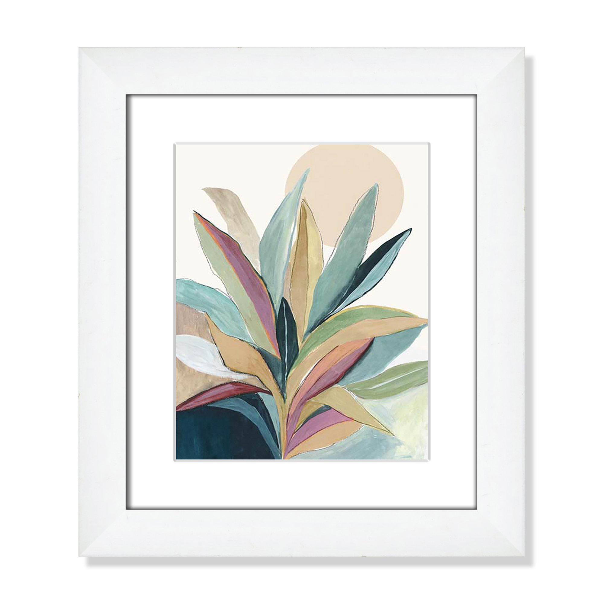 Sherbrooke Sunny Bright Leaves I Framed On Paper by Asia Jensen Print, White Cube Frame Matted, 16.5" H x 14.5" W x 1.25" D  
