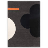 Wool Geometric Area Rug in Graphite/Black/Orange