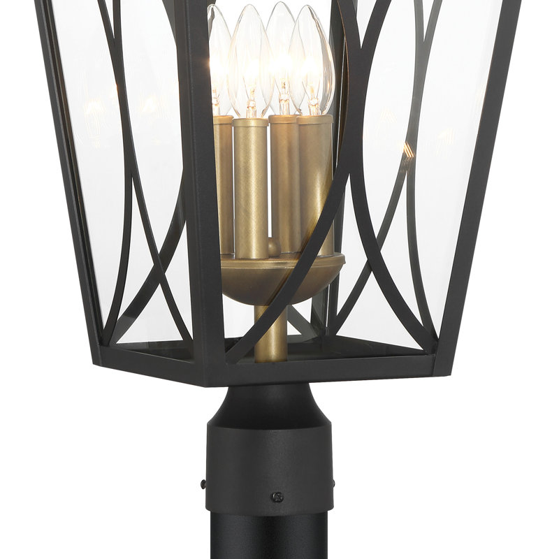 Lark Manor™ Peggy - 4 Light Outdoor Post Mount In Sand Coal Black & Olden Brass Finish