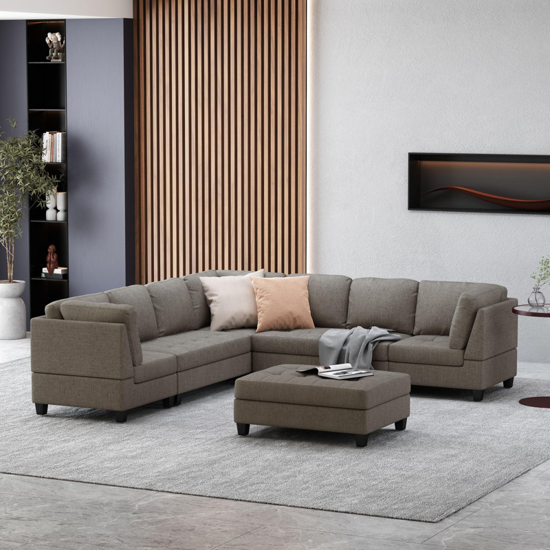 Canapé modulaire 5 pièces Alstrom, Polyester gris
