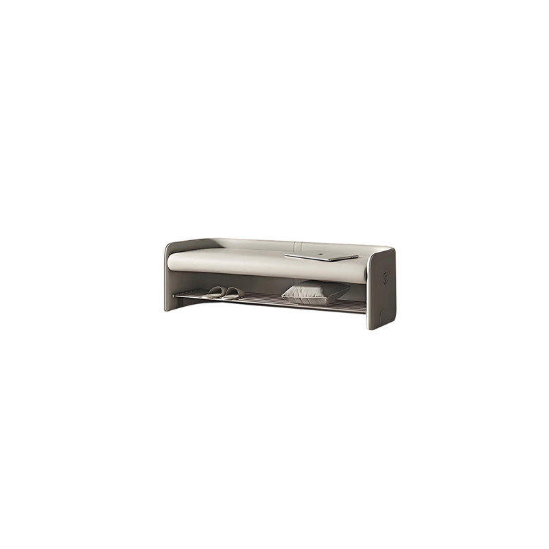 Banc de rangement rembourré en cuir Jimeniz, Gris