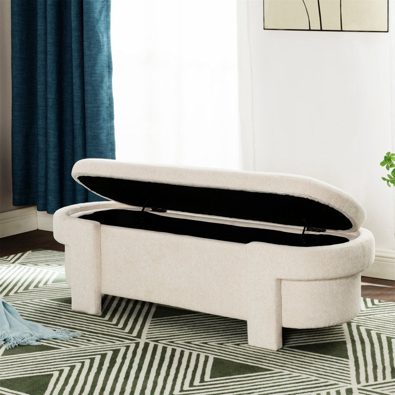 Large Versatile Storage Ottoman Bench: Spacious, Beige