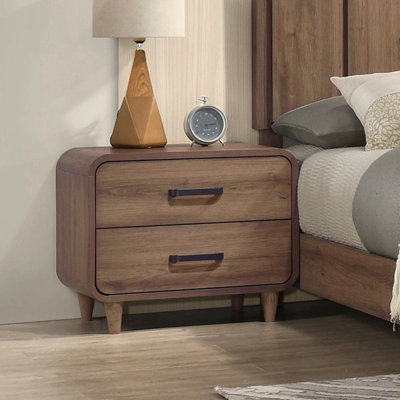 1Pc Contemporary Ample Drawer Space Two Drawers Nightstand Storage Wooden Furniture Brown Finish