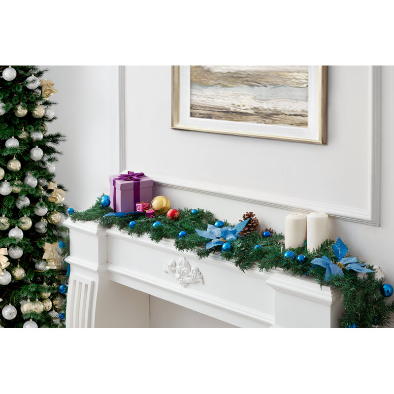 270cm Lighted Faux Mixed Assortment Garland with Lights, Blue