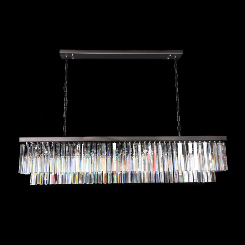 Lustre rectangulaire en cristal 14 lumières, Noir