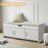Upholstered 43.7" Wooden Entryway Storage Bench With Cushioned Seat & Hidden Compartments, Flip Top Shoe Cabinet Bench-2020279197