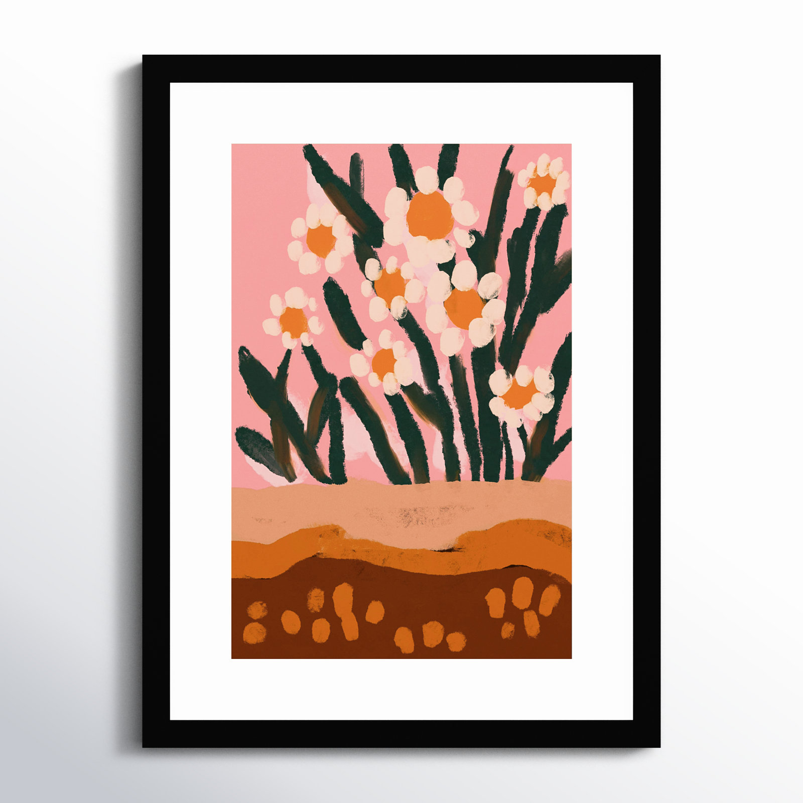 Pastel Flower Impression No 3, 21" H x 16" W, Black