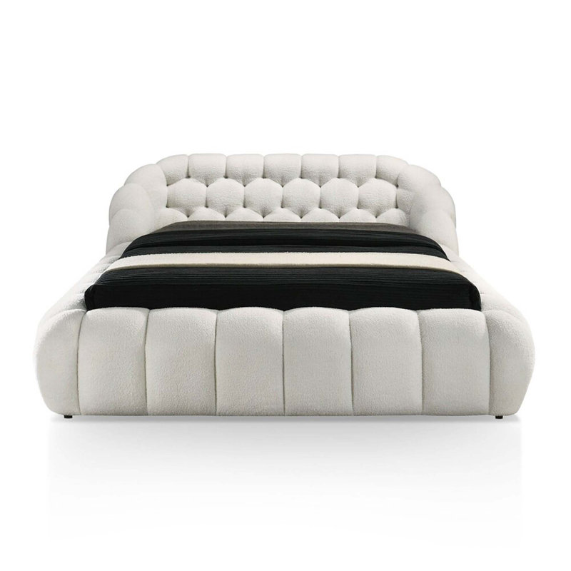 Contemporary Chenille Upholstered Platform Bed