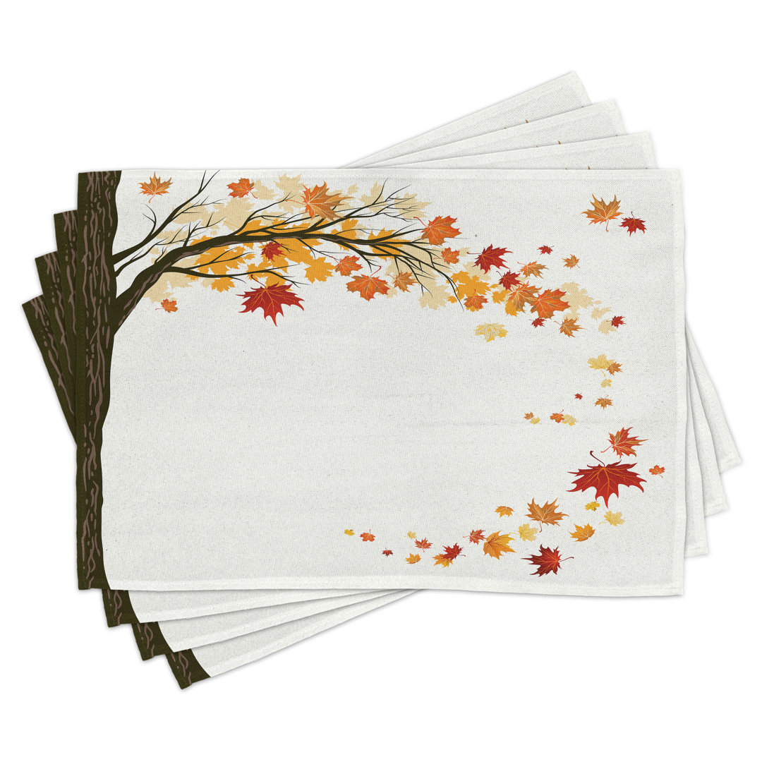 Platzdeckchen 4er Set, Flying Maple Leaf Seasons, Braun Orange