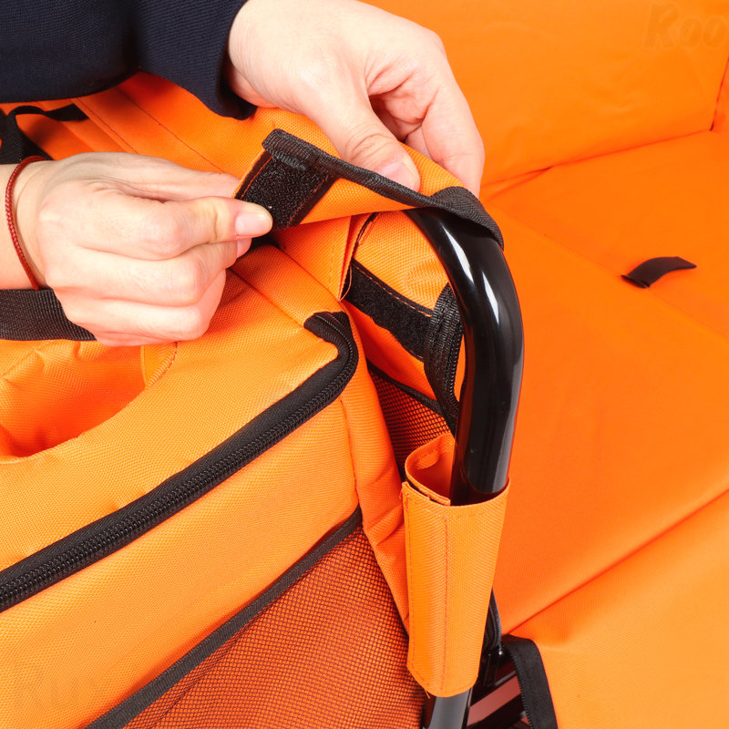 Chariot pliant convertible 3-en-1 avec banquette, charge de 500 lb et roues tout-terrain - orange, Orange