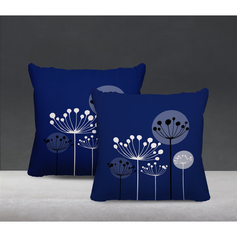 Housse et insert de coussin décoratif intérieur / extérieur en mélange de polyester, L 15 po x H 15 po, Bleu marine