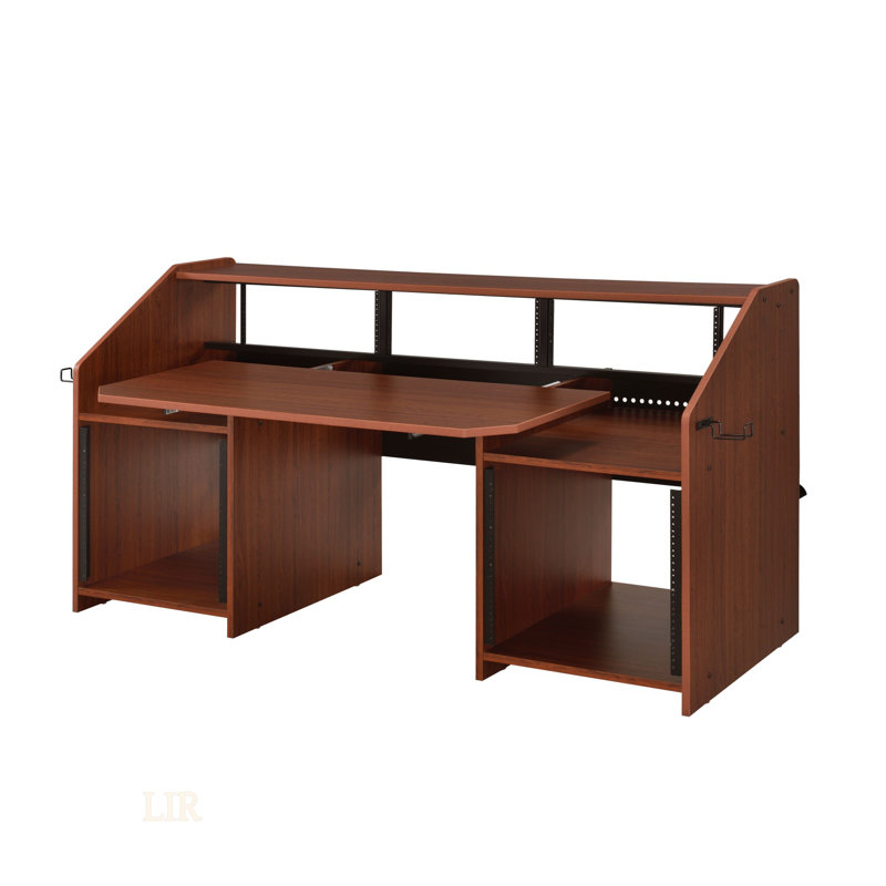 Bureau de musique Annette Cherry Finish avec amplement d'espace de rangement et de gestion des câbles, Cerisier