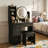 31.5" Makeup Vanity Set with 3-Color Lighted Mirror, 5 Drawers and Upholstered Stool