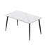 Table de salle à manger 55,12 po en pierre artificielle moderne à rebord droit et pieds en métal noir pouvant accueillir 6 personnes (table de salle à manger seulement)-675635681