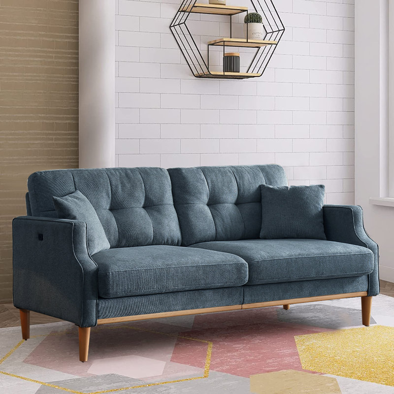 Reetal Upholstered 70.1'' Sofa, Dark Blue Polyester
