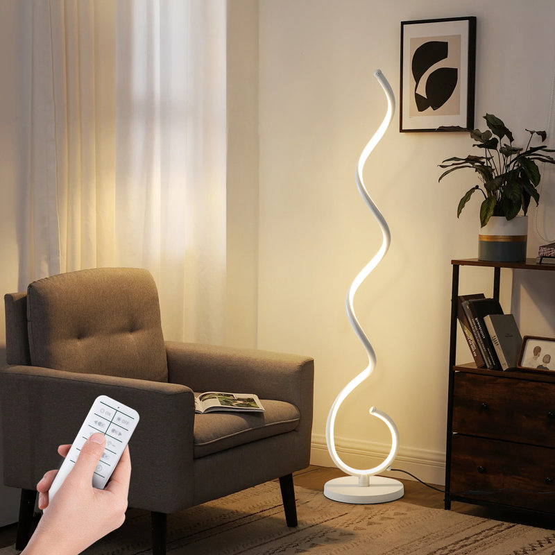 Spiral Led Floor Lamp, 53inch 48w Modern Standing Lamp, 3 Colors Temperature Dimmable Timing Corner Lamp, Reading Corner Floor Lamp With Foot Switch And Remote Control For Bedroom, Living Room Office