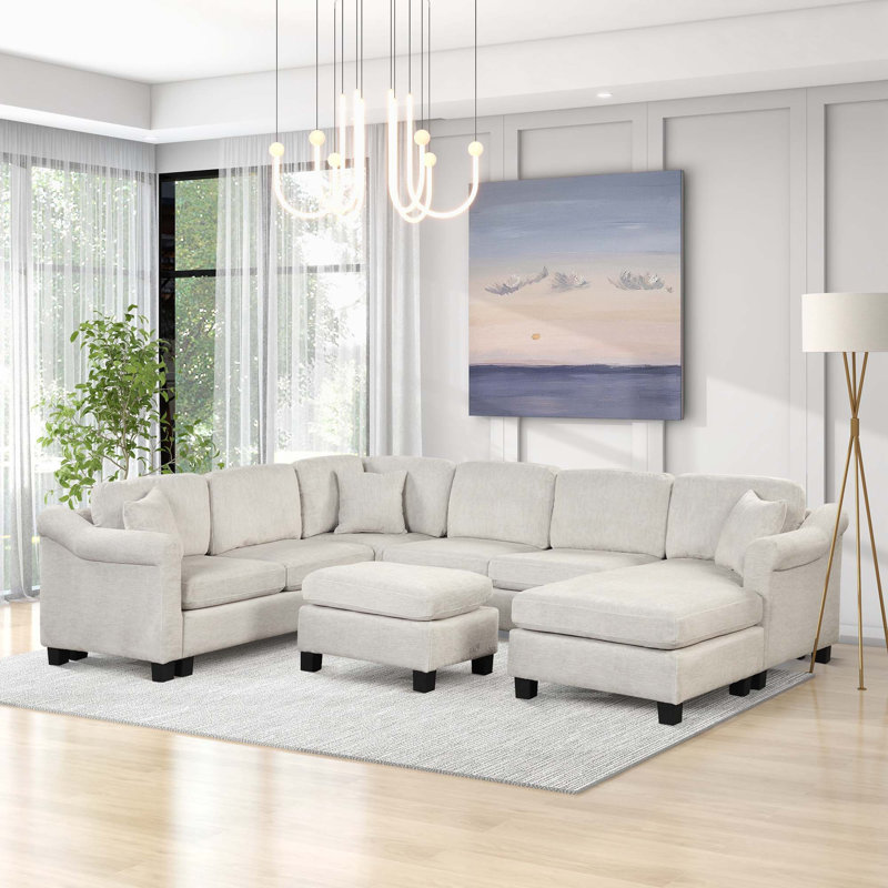Canapé modulaire confortable 4 pièces en velours, Velours blanc