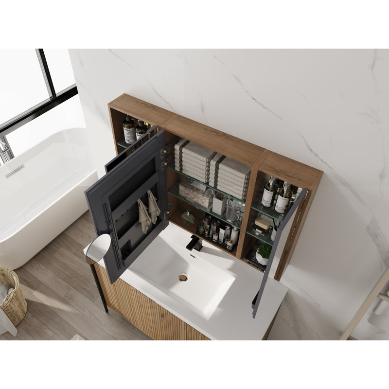 Armoire de salle de bain avec miroir et rangement