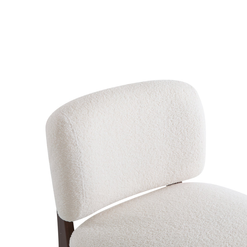 Chaises d'appoint modernes avec cadre en bois massif 25,5 po Yadiel, Beige Boucle