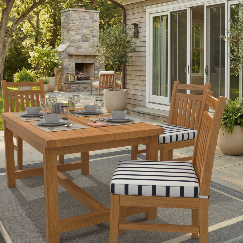 Sunbrella Indoor/Outdoor Dining Chair Cushion, 18" W x 18" D, Sunbrella® Lido Indigo