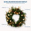 24" Artificial Christmas Wreath for Front Door with Gold Bells, Pinecones & Fruits – Festive Holiday Winter Door Decor – Size: 24 inches