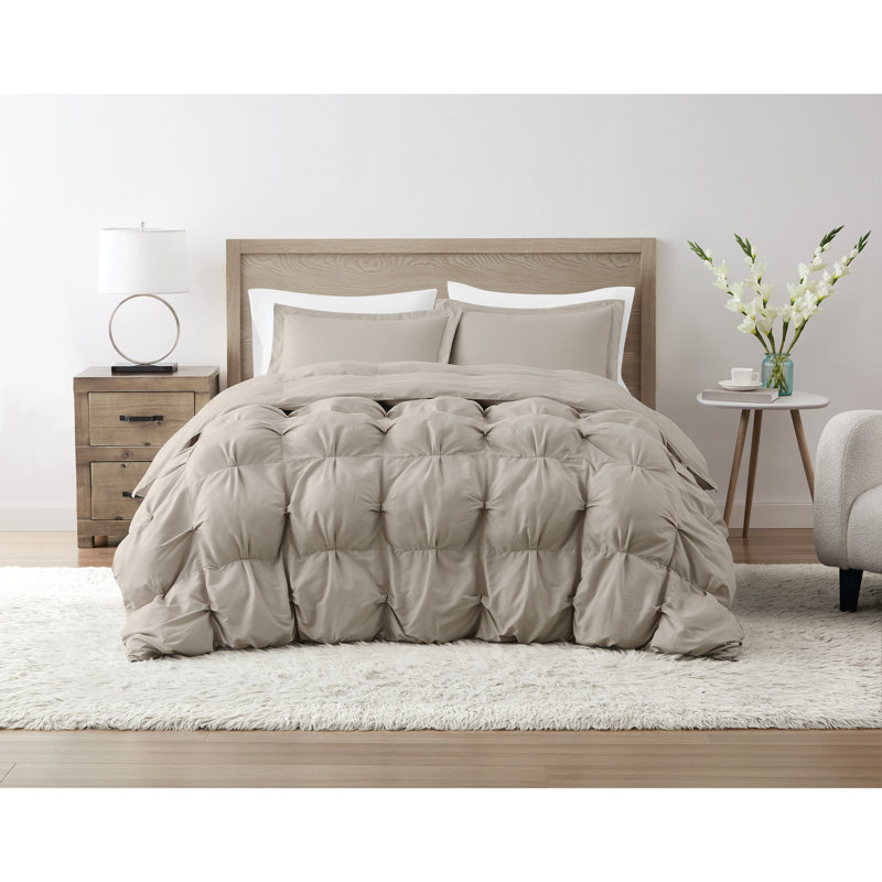 Truly Soft Oversized Puffer Comforter Set, Beige, King Comforter + 2 King Pillow Shams