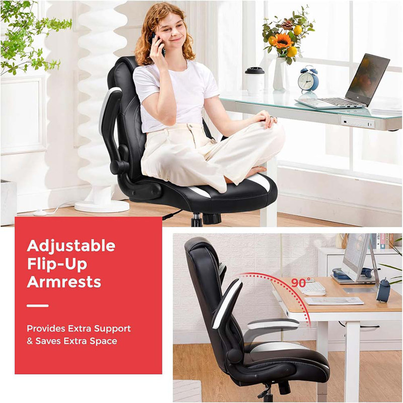 Gaming Chair With Flip-Up Armrest, Video Gaming Chair With Rocking Function, Ergonomic Computer Gaming Chair With High-Density Sponge And Adjustable Height