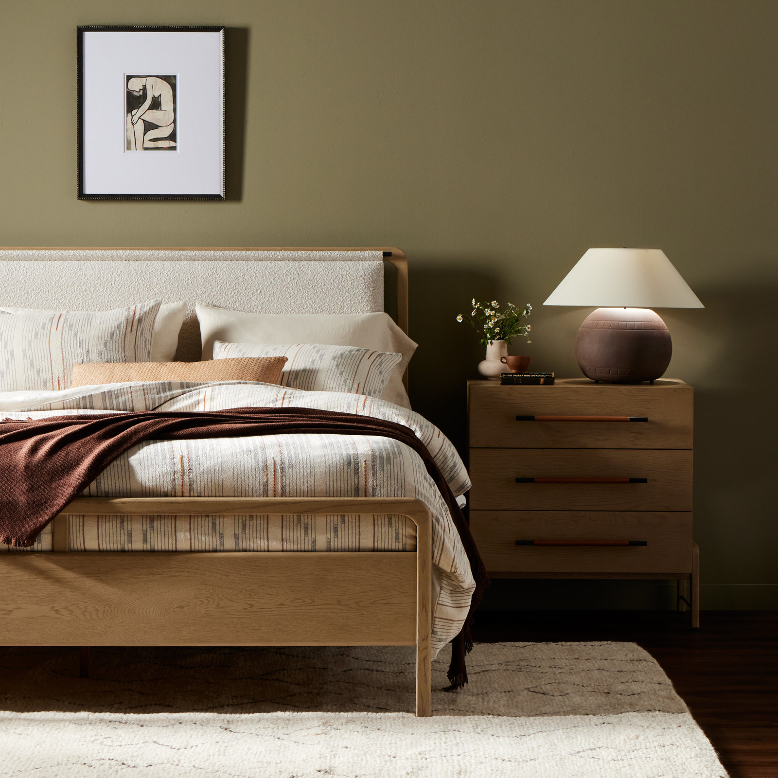 Karsten Upholstered Bed, King, Tan/White