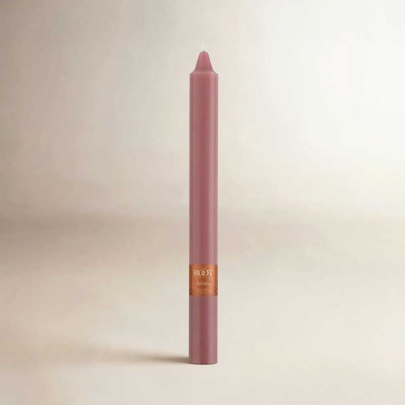 Root Candles Unscented Taper Candle, 9" H x 0.88" W x 0.88" D, Dusty Rose