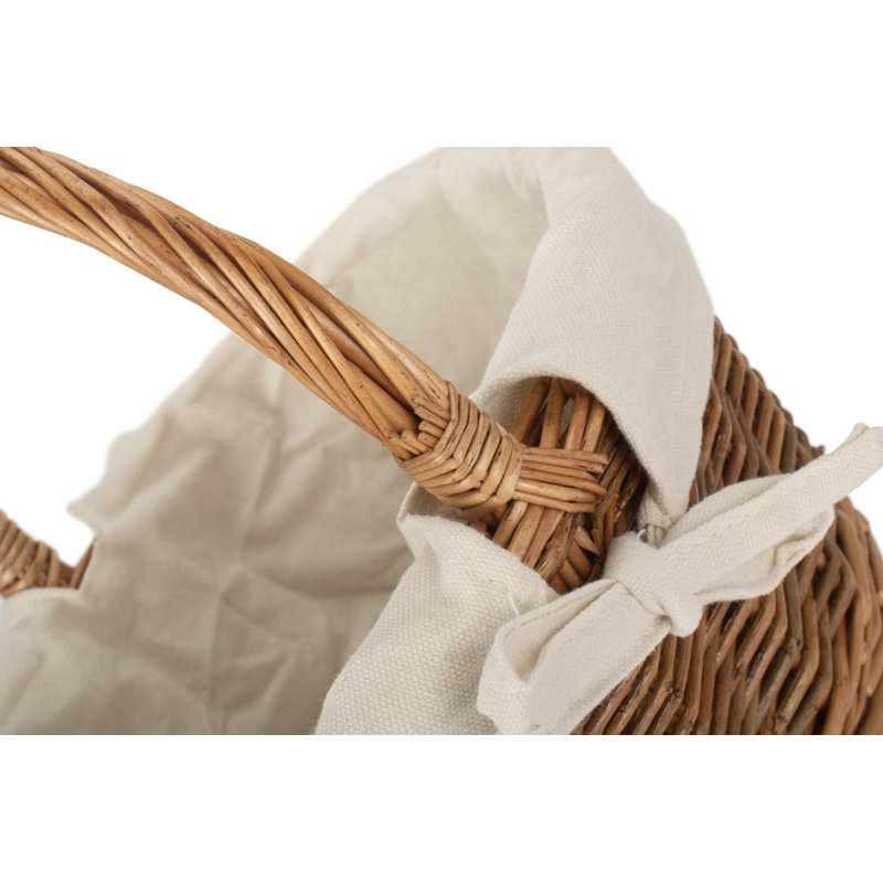 Wicker Shopping Basket with White Lining, 28cm H x 29cm W x 22cm D