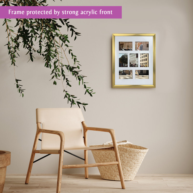 Colvard Bevelled Picture Frame with Mat, Gold