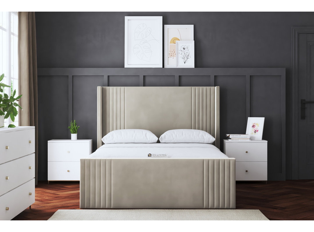 Elara Winged Ottoman Panel Bed with Headboard