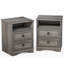  Ensemble de chambre à coucher 3 pièces - commode 7 tiroirs et 2 tables de chevet 2 tiroirs, gris délavé