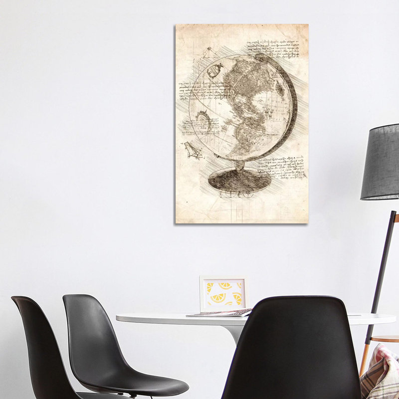 «World Globe» par Cornélin, impression sur toile tendue, H 40 po x l 26 po x P 1,5 po
