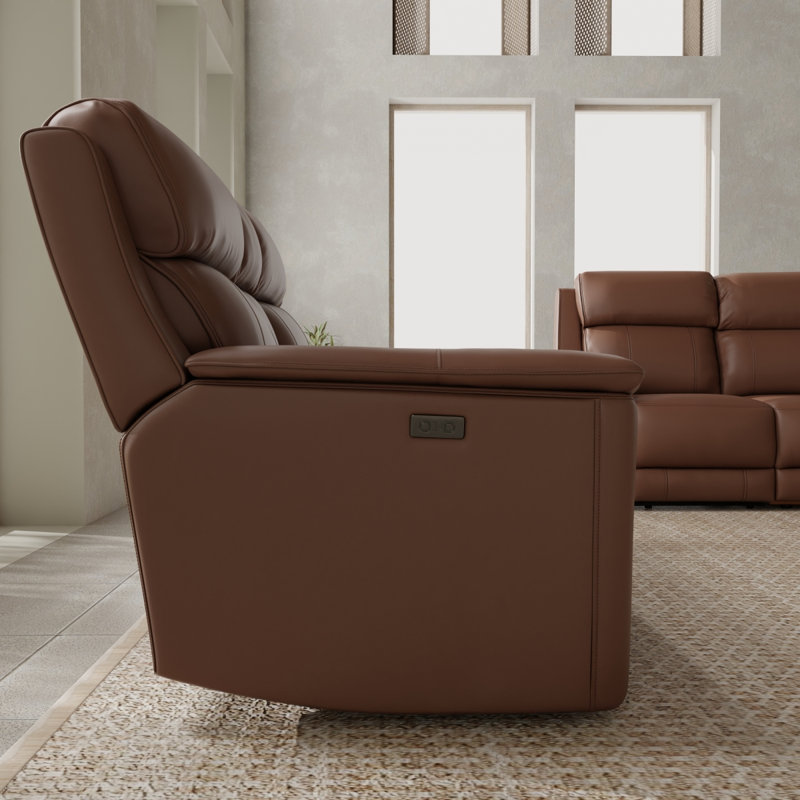 Oslo Dual Power Reclining Love Seat With Console In Pecan, Pecan